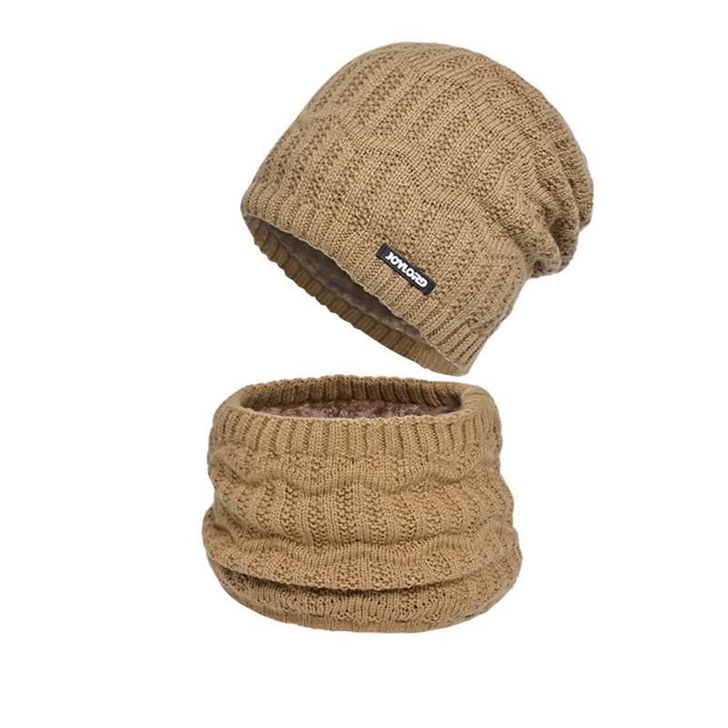 Warm Outdoor Knitted Hat And Scarf Set With Letter Decoration For Season Cold