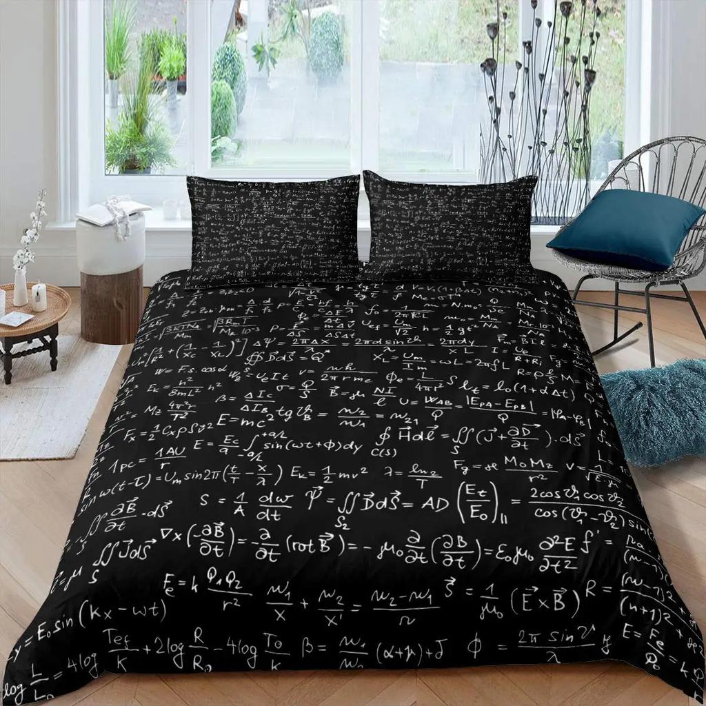 Math Equations Duvet Cover Set Hourglass Purple Galaxy Comforter Cover Physics Formula Dorm Bedding Sets Science Geometry Axis