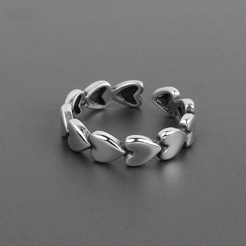 Silver Color Love Heart Connecting Ring Female Fashion Charm Temperament Elegant Couple Gift Dropshipping Trendy Wholesale