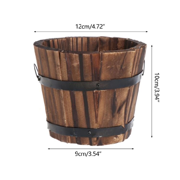 Carbonized Wood Plant Pots Flower Bucket for Garden Farmhouses Home Decorations