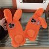 Cute Plush Rabbit Ears for iPhone16promax Mobile Phone Case Apple 17 Warm Winter 15 All-inclusive 14 Bracket 13