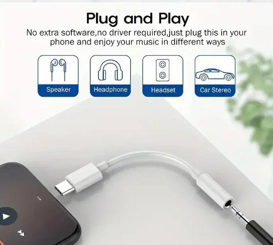 USB Type C To 3.5 Jack Earphone Adapter USB-C 3 5mm Audio Cable Converter For IPhone 15 15 Pro MAX Samsung Galaxy Huawei Xiaomi