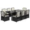 VidaXL Garden Dining Set 9pcs Cushions Black Woven Resin 3262970