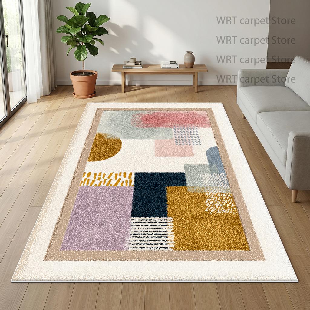 Nordic Minimalism Living Room Carpet Geometric Color Block Decoration Rug 140x200 Non-slip Washable Floor Mat izable Soft