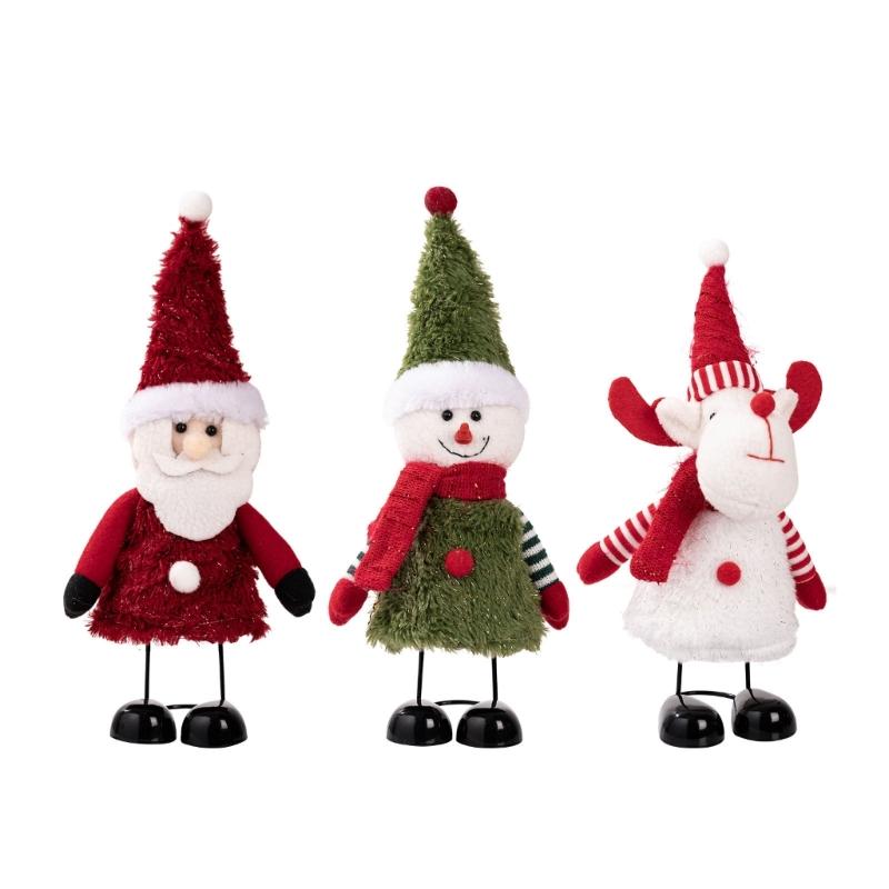Weihnachtsthema Hüpfende Federbasis Schneemann Weihnachtsmann Ornament Für Feiertagstischplatte Regal Dekoration Set