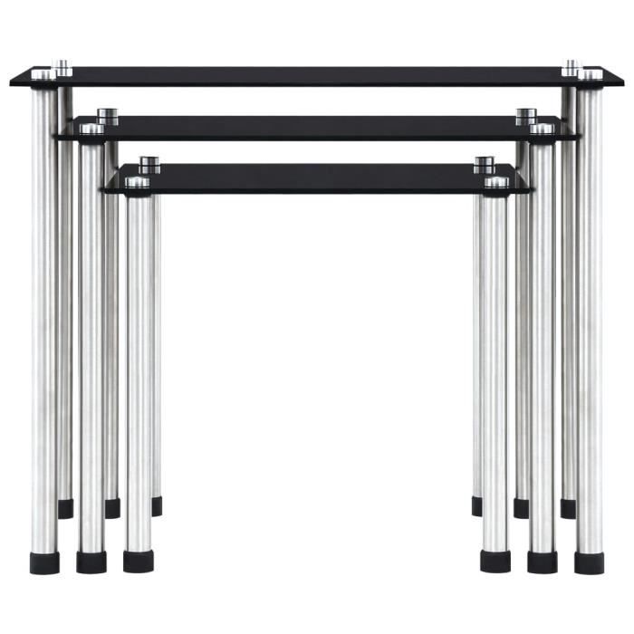 Tables gigognes - VIDAXL - Noir - Verre trempé - 3 pièces - Design contemporain