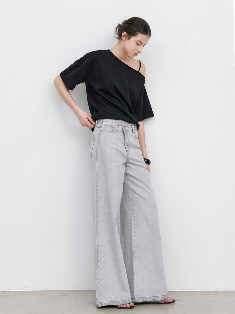 ATELIER NAIN Two Button Summer Unbal Denim Pants (Pt-5768)