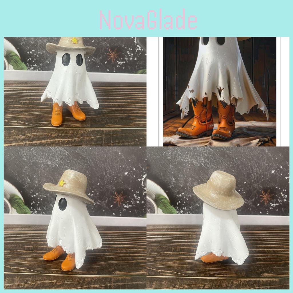 Unique Cowboy Ghost Statue Decorative Resin Figurine Perfect For Halloween Home Decor