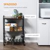 Kitchen Cart Industrial Style Food Carrier With 4 Wheels 2 Baskets And 4 Hooks 60x38x85.5cm Brown Black