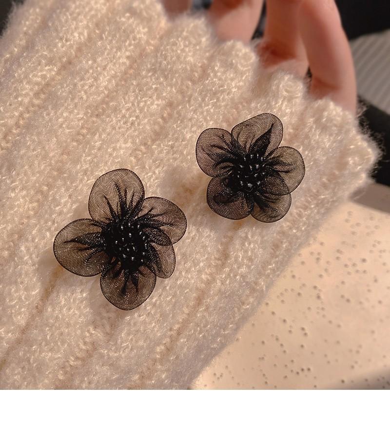 

Black dominated 2024 fashion crystal temperament exaggerates women s earrings shrink lace flower long earrings чёрный