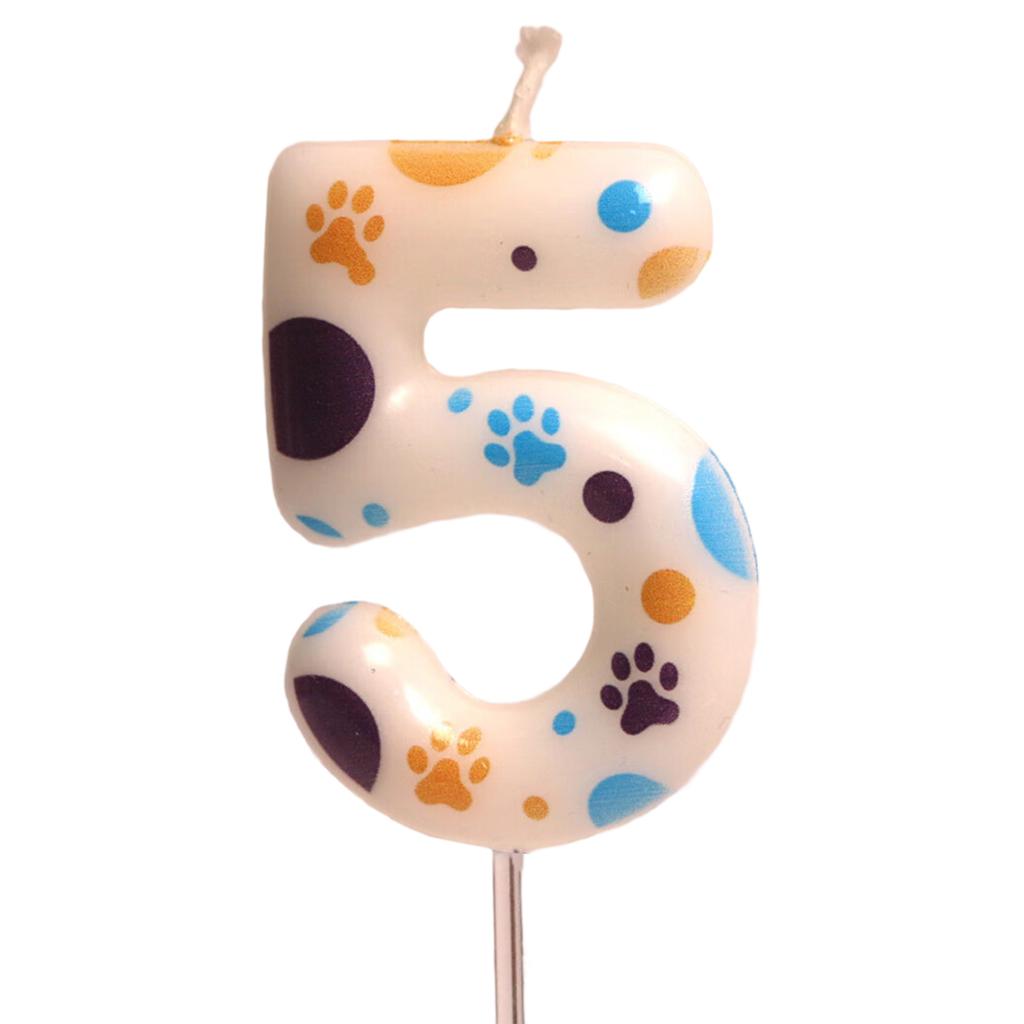 Hund tassavtryck Födelsedagsljus 0-9 Sifferljus Grattis på födelsedagen Babyshower Förnödenheter Dessert Tårta Topp Dekoration Ljus