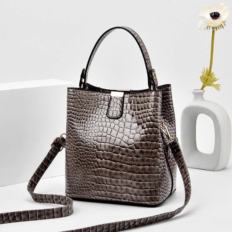 

Trendy Watermelon Red Pu Bucket Bag With Stone Texture Small Shoulder Bag For Women хакі