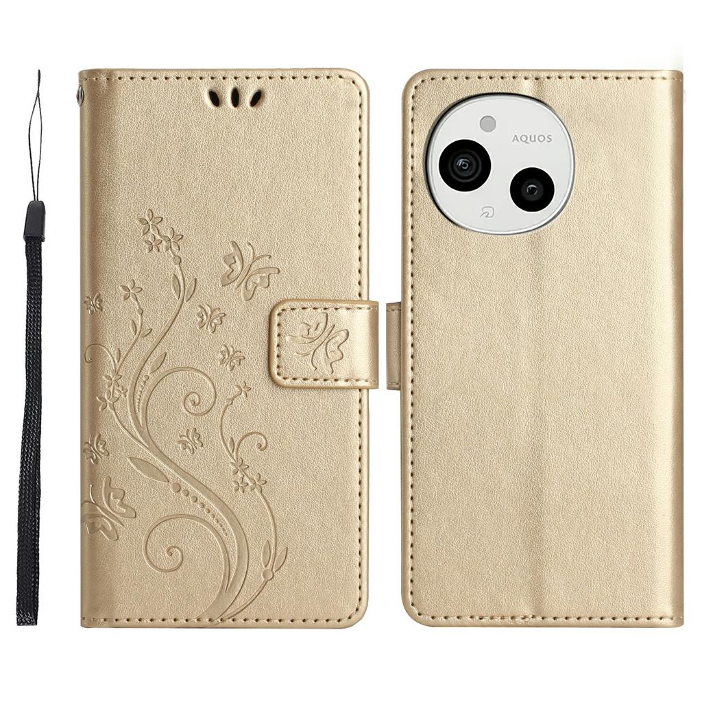 For Sharp Aquos Sense 9 Case PU Leather Phone Wallet Cover with Strap