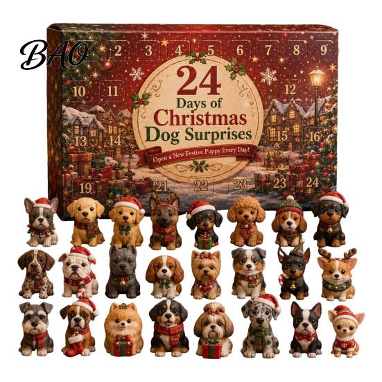 Christmas Advent Calendar 2026 Dog Calendar, 24-Day Acrylic Ornament Set with Mini Puppy Kids Gifts Figures, 2D Flat Tree Hanging Countdown