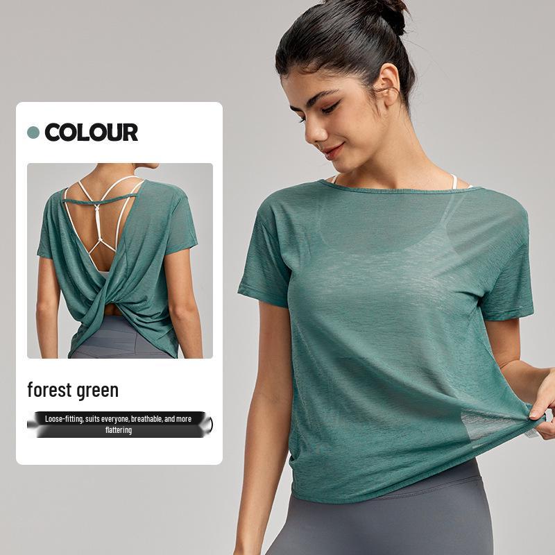 Summer Sport Cover-up: Women's Thin, Drapey, Sexy Back Yoga & Fitness Top
