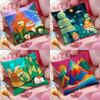 Colorful Geometric Landscape Pillow Case Antidustmite Pillowcase Invisible Zipper Silky Short Plush Sofa Cushion Cover