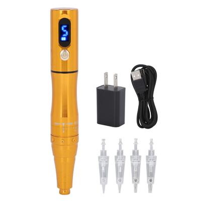 Rechargeable Microblading Machine Eyebrow Lip Eyeliner Tattoo Machine Pen Champagne Gold 100‑240V