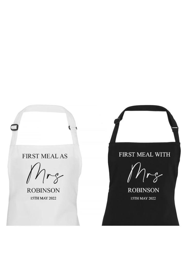 Personalised Custom Wedding Day Apron First Meal As Mrs Mr Bride Groom Newlywed Couples Bridal Shower Engagement Gift Present