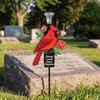 Solar Powered Cardinal Memorial Stakes with LED Cardinal Grave Markers Ground Stakes Rust-Proof for Cemetery Memorial