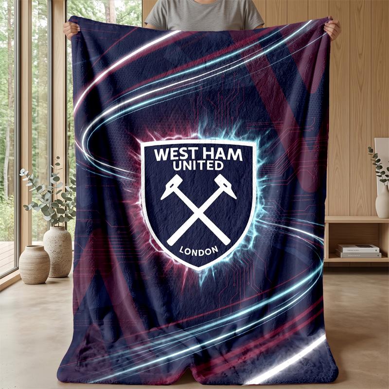 Coperta in Flanella con Stampa West Ham United, Morbida Calda Leggera Coperta da Divano Letto Campeggio