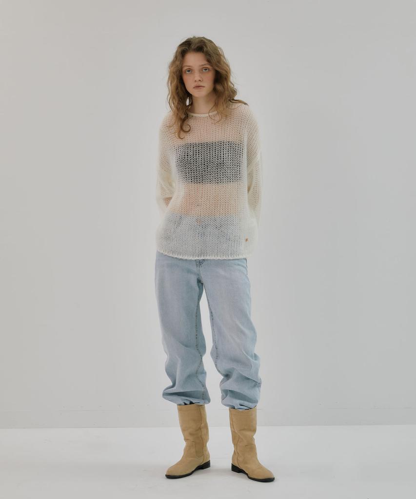 Mosyupamosyu Mesh Mohair Sweater [Ivory]