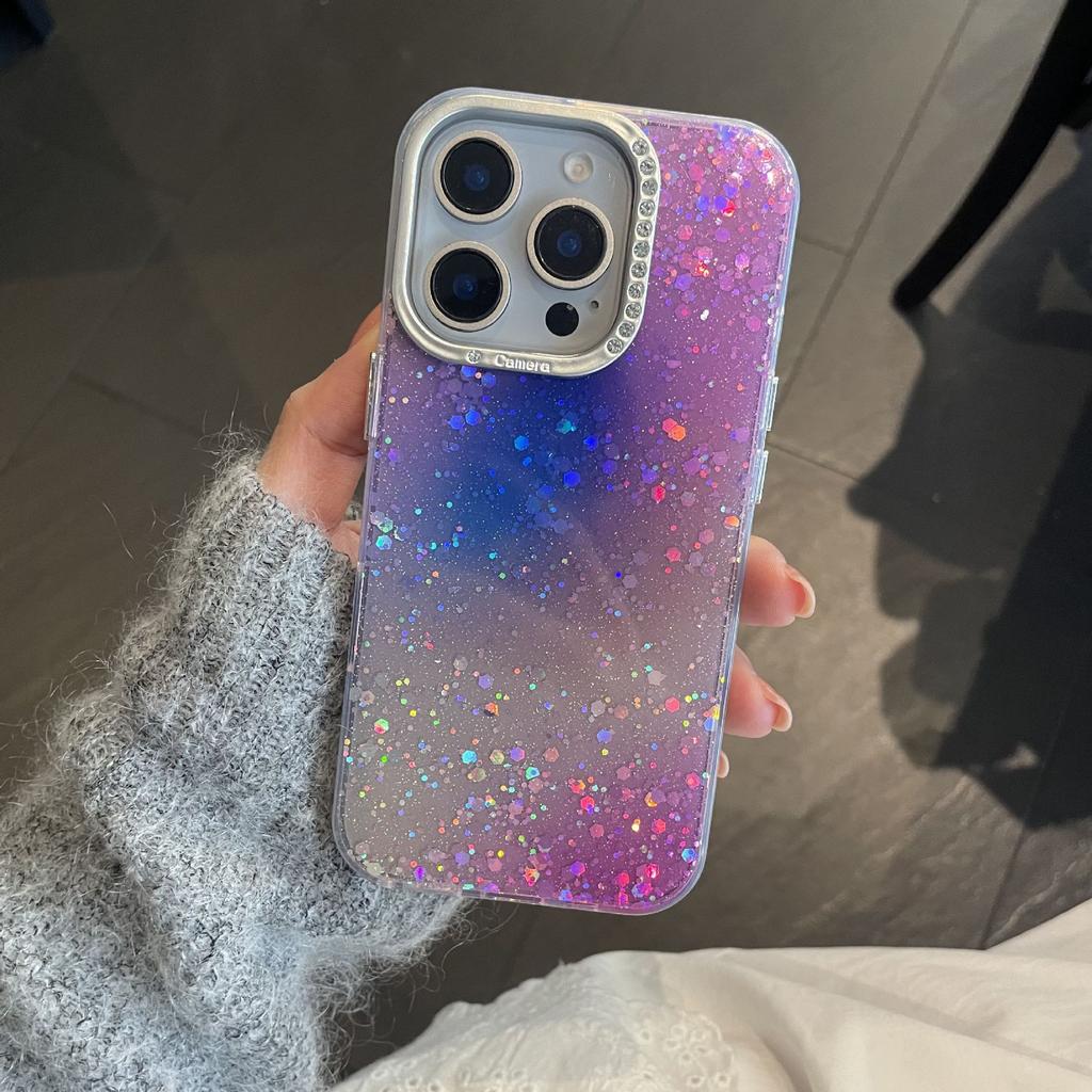 Gradual Change Starry Sky Glitter Applicable To Apple 16promax Mobile Phone Case iPhone15 Masonry Frame 14 Anti-drop 13/12