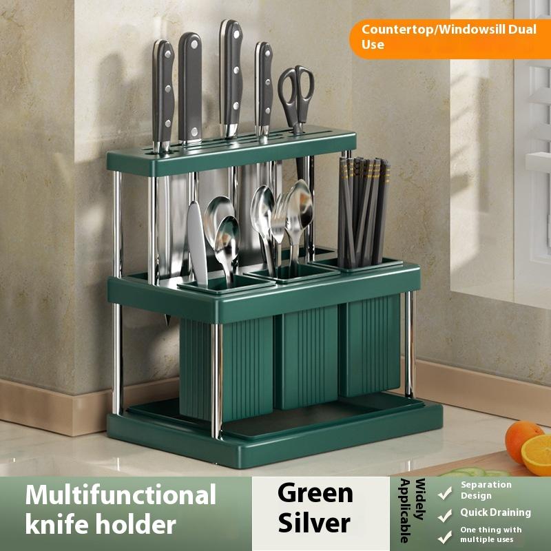 Kitchen Knife Holder Storage Rack, Chopsticks Tube Knife Holder Integrated Storage Box Restaurant Kitchen Knife Holder
