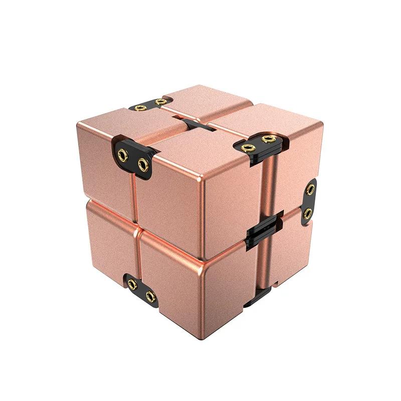 Infinite Cube Aluminum Alloy Metal Edc Stress Relief Mini Toy Portable Office Infinite Flip Cubic Fidget Relax Venting Toys