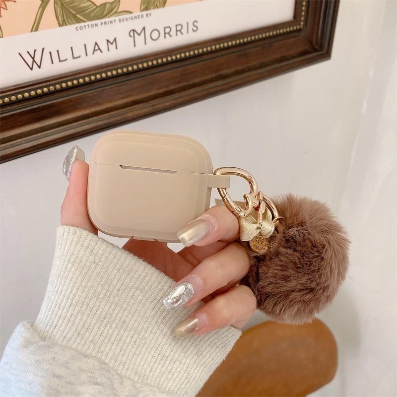 Simple Ins Solid Color Hairball Suitable for AirPods 1 Generation Protective Case Second Generation 1 Generation Pro1 Apple Bluetooth Headset Case