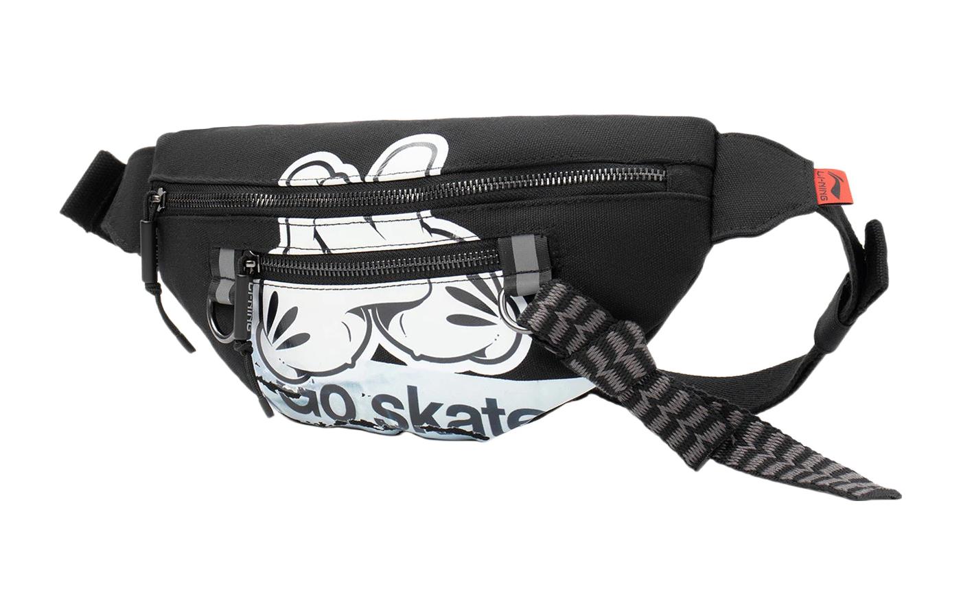Li Ning OG SLICK Collaboration Skateboard Reflective Fabric Shoulder Bag, Crossbody Bag, Sling Bag, Fanny Pack Regular ABDS076-1