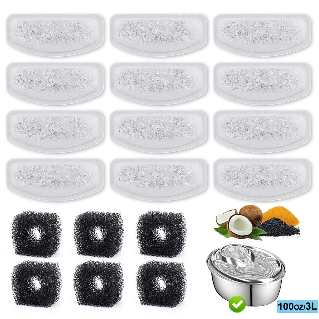 18pack Cats Water Fountains Filters Nonwoven Filters Resins Water Sponges for Pet Drinking Feeders Accessory
