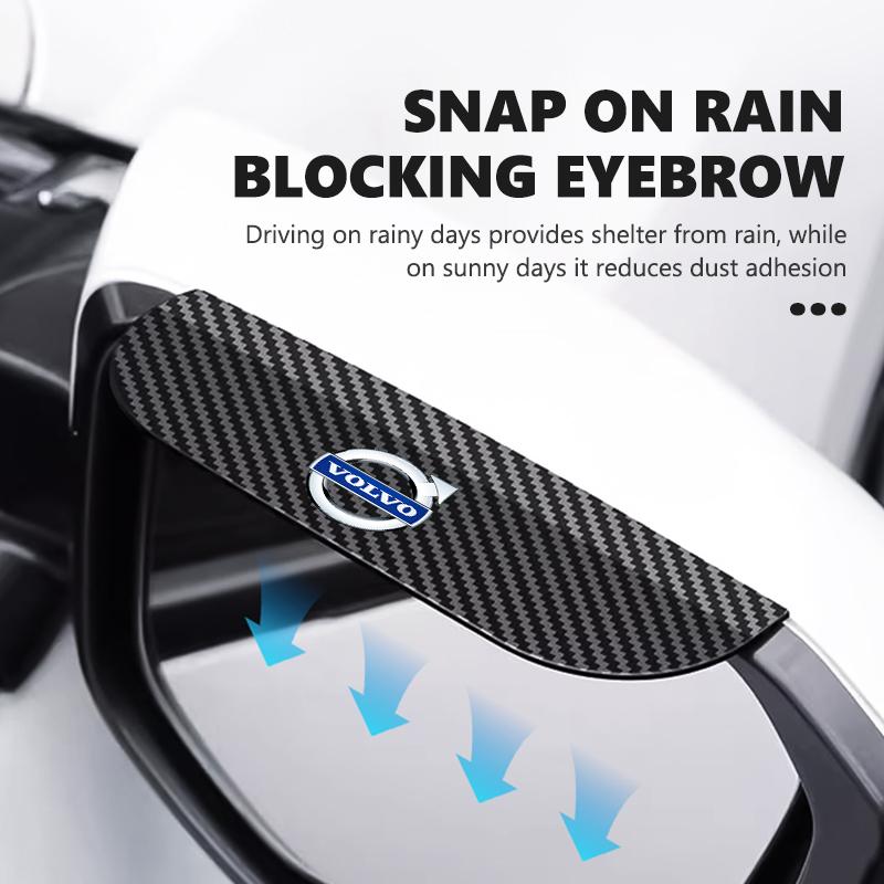 For Volvo 2pcs Car Rearview Mirror Rain Eyebrow Snap on Rain Blocking Cover V50 S60 XC60 S40 XC40 XC90 V70 XC70 C30 V40 V60