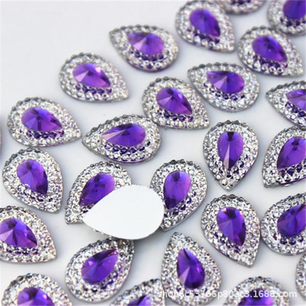 Two-Tone 10x14mm Teardrop Resin Rhinestones for DIY Jewelry & Clothing Decoration