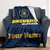 Name Custom Milwaukee Brewers Logo Print Flannel Blanket High Quality Warm Comfortable Cover for All Seasons Perfect for Gifts Home Decor