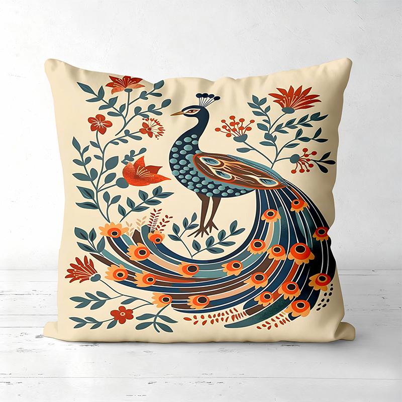 Colorful Bird and Flower Patterned Decorative Throw Pillows Polyester Pillowcase, Sofa Decorative Cushion Cov Headboard Pillow