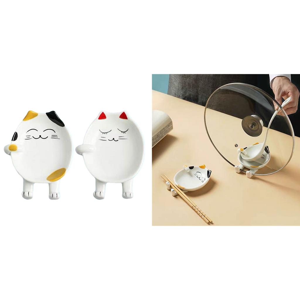 Fun Cartoon Cover Rack Versatile Spoon Rest Novelty Lid Rack Kitchen Gadget Holder Ceramic Material for Kitchen Cooking