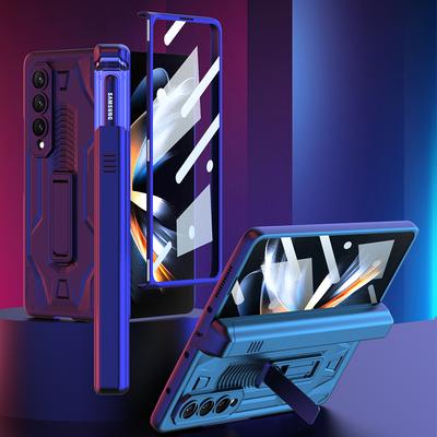 For Samsung Galaxy Z Fold 4 Case Magnetic Hinge Protector Full Protection Kickstand Slide Pen Case Cover Front Tempered Glass