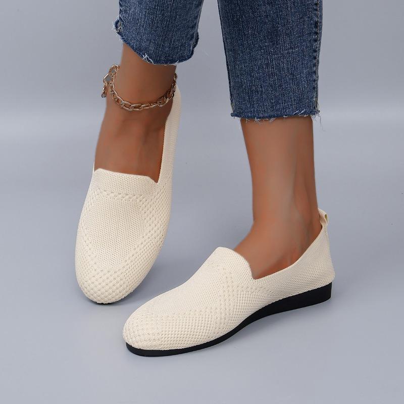 Women's Shoes Summer New Large Size Flat-bottomed Fly-woven Single Shoes Women's One-pedal Casual Shoes