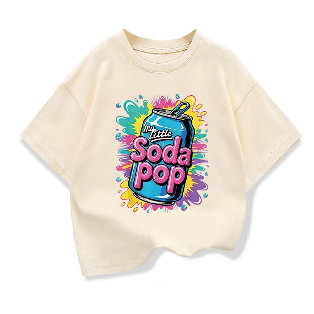 Kids Short-Sleeve T Shirts My Little Soda Pop Children's Summer Pure Cotton Loose Tees Boys Girls Casual Tee Tops