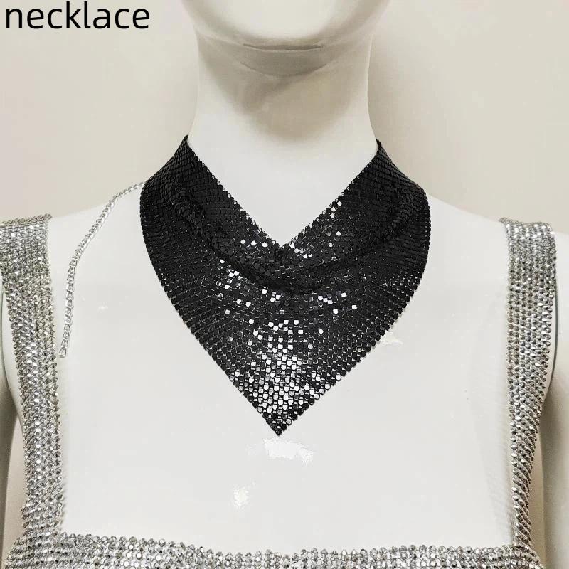 Leopard Sequin Choker & Earring Set Shining Triangle Scarf Indian Style Sexy Sequined Necklace