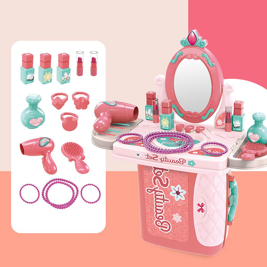 Plastic Dressing Playset 3 In 1 Kids Makeup Dressing Table Toy Set for Over 3 Years Old
