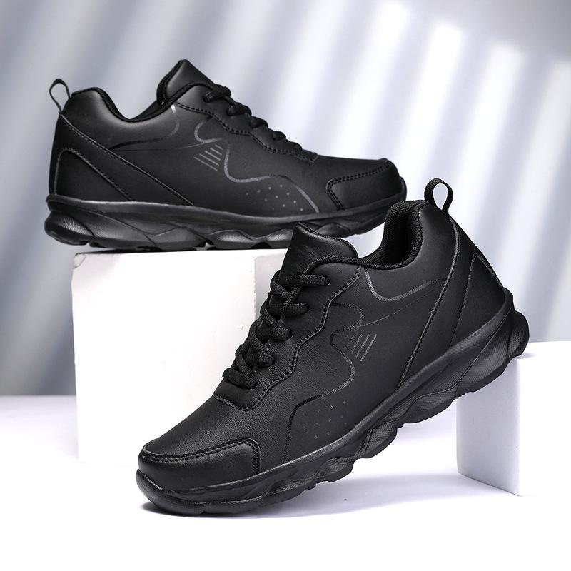 Women's Black Non-Slip Height-Increasing Sports Shoes - Fashionable, Comfortable, Versatile, Thick Sole for Spring/Autumn