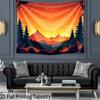 2D Starry Meteor Mountain Backdrop 2D Sunset Pine Forest Photo Background for Photography Decor
