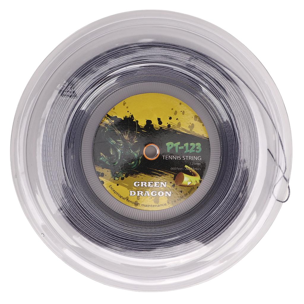 1,25 mm Tennissaite mit doppelter Rippenstruktur, schlagfest, aus Polyester, für Jugendliche, 200 m, silbergrau