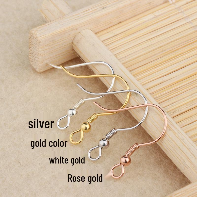 Tingxiang Sterling Silver Round Bead Earring Hooks - DIY Jewelry Accessories