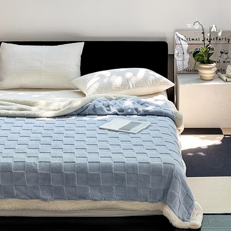 Sweet Ins-style Bow Blanket Thickened Lamb Fleece Home Nap Blanket Sofa Office Desk Autumn Winter