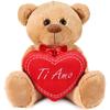 Plush - Brubaker - Teddy Bear - 35 Cm - Brown - 'I Love You' Plush Heart Included