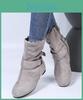 Fashionable Suede Plus Boots Martin Flat Bottomed Belt Buckle Womens Short Boots With Sleeves Round Toe Womens Boots