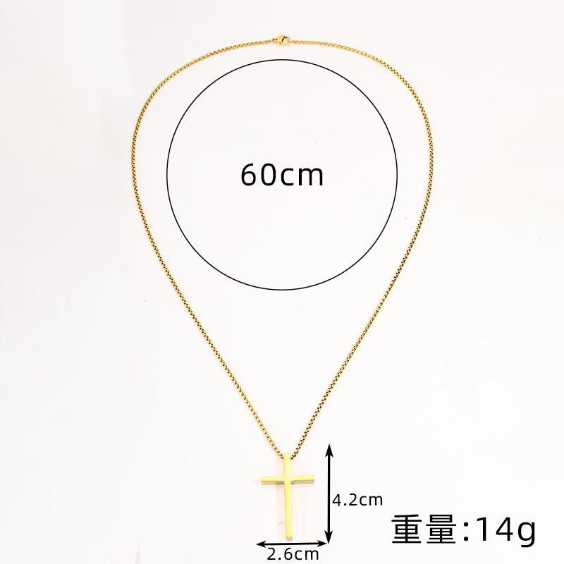 Stainless Steel Cross Necklace Men's Hip Hop Simple Trend Non-Fading Necklace Titanium Steel Sizable Necklace