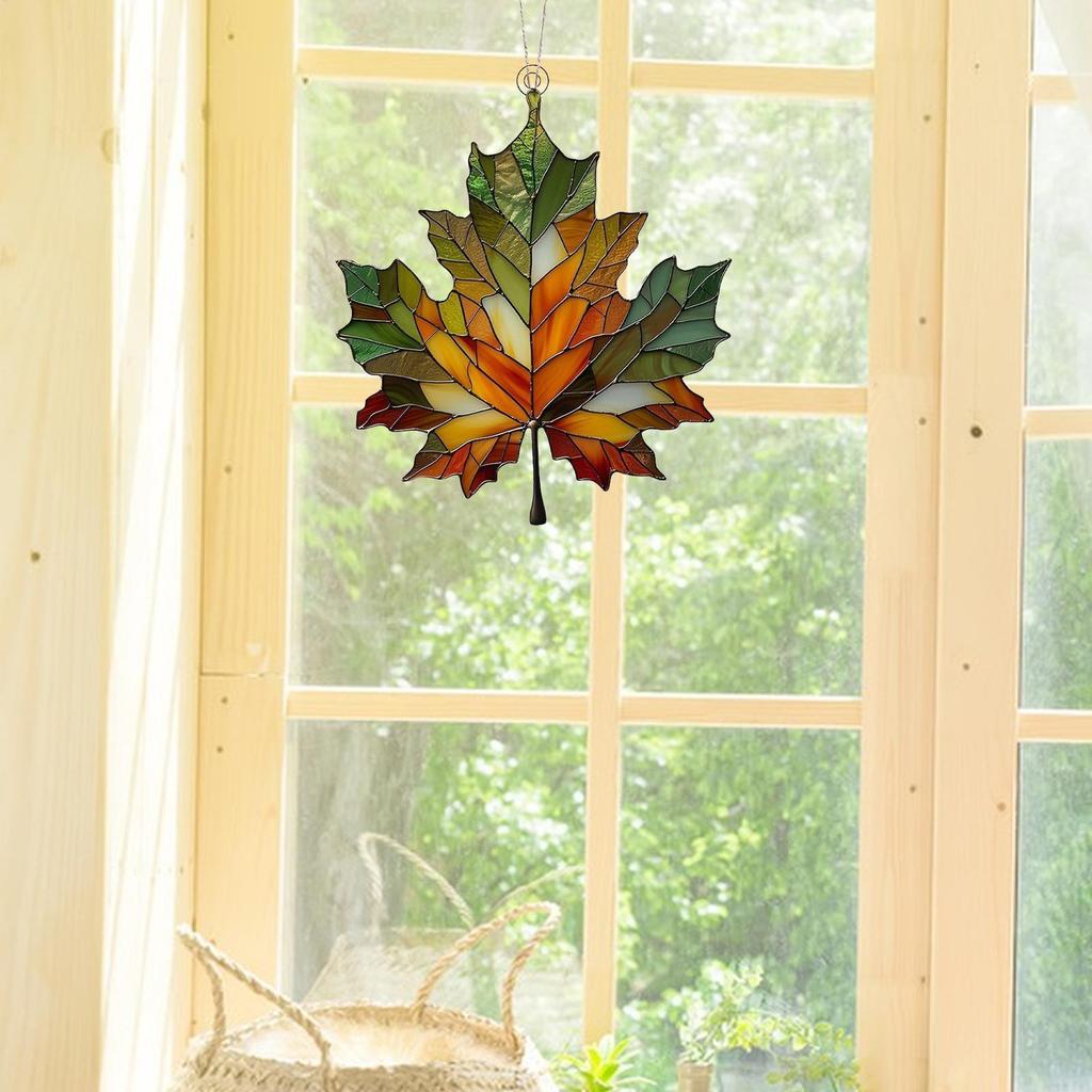 Maple Leaf Dyed For Window Acrylic Maple Leaves Hanging Ornament Fall Leaf Decor For Thanksgiving Autumn Party Supplies